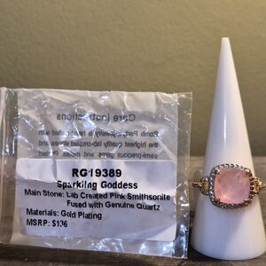 Sparkling Goddess Pink Smithsonite Ring